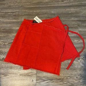 Brand New! Fabrik Red Wrap Mini Skirt
